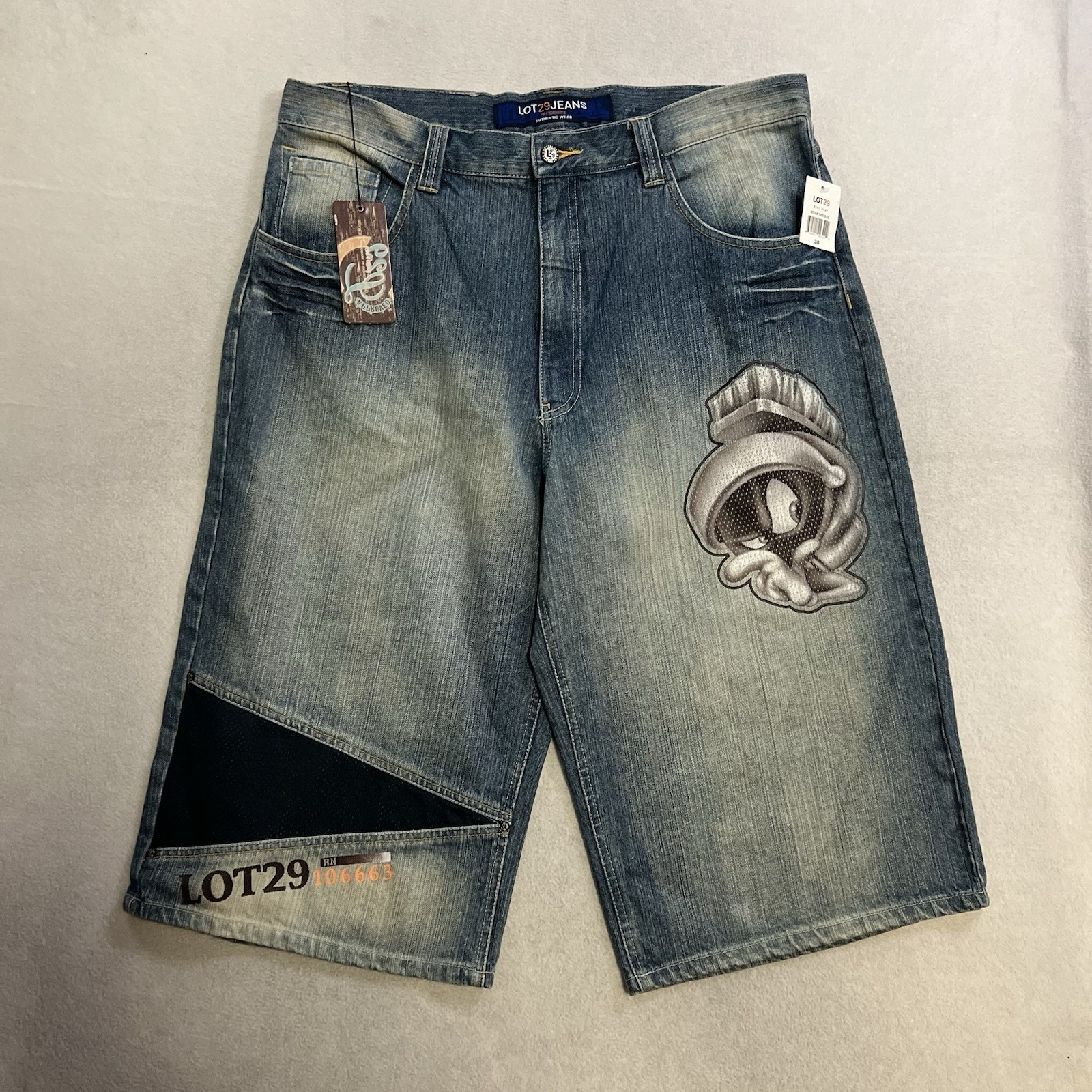 Lot 29 Luxe Warner Bros Looney Tunes Marvin The Martian Vintage Jorts 38 Nwt Y2k